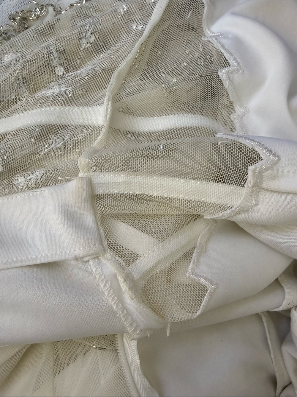 VINTAGE CACHE White Beaded Sequin Mesh Sweetheart Spaghetti Strap Maxi Dress - Picture 8 of 9